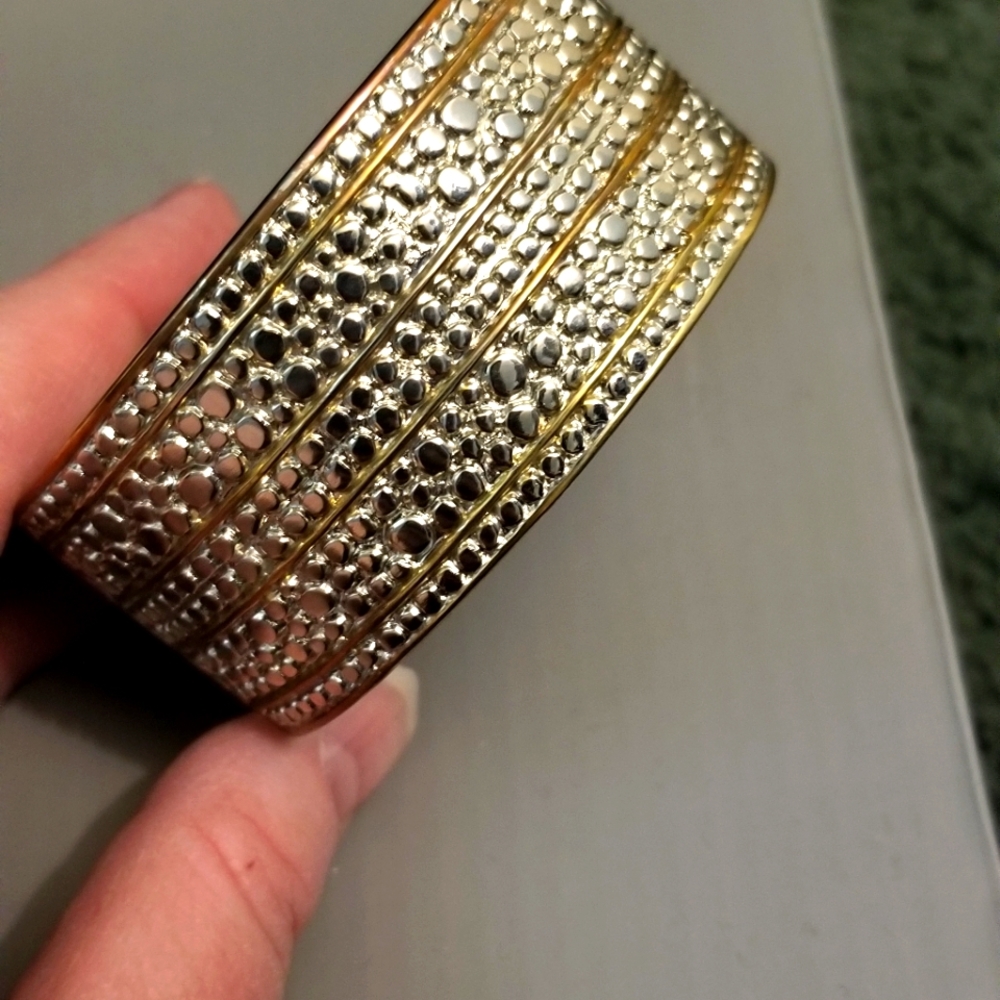 Entourage Bangle two tone w/hinge NWOT